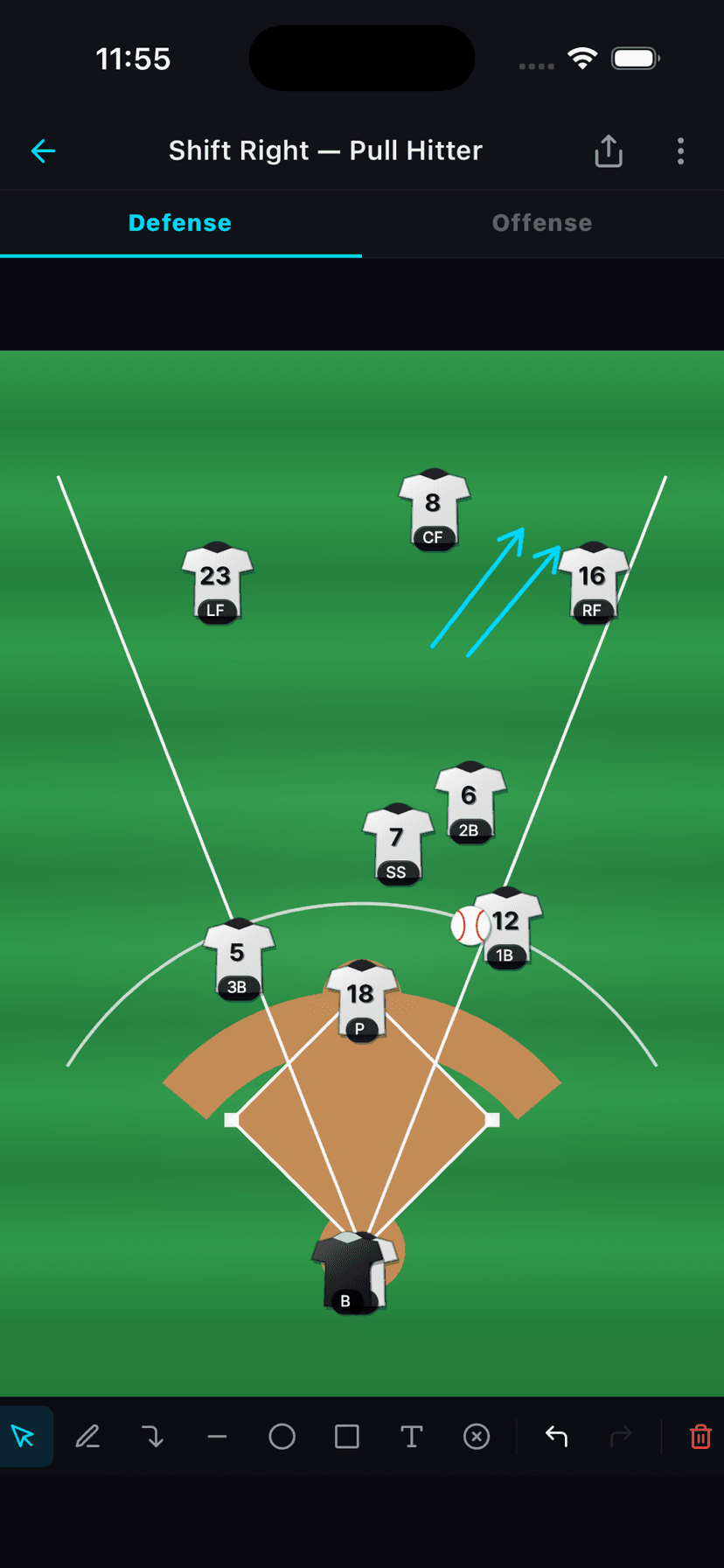 Baseball tactical board — Shift Right Defense